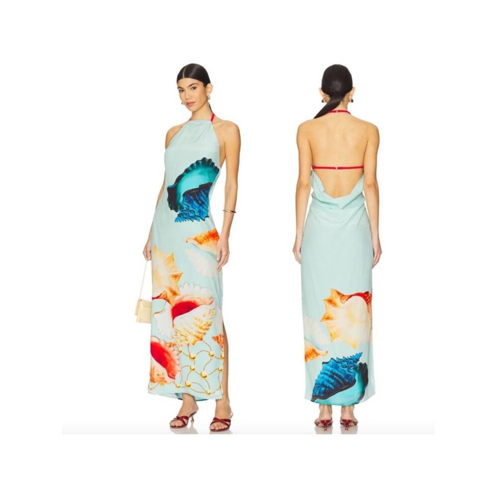 Muma World Murex Mist Vega Silk Dress Halter Maxi